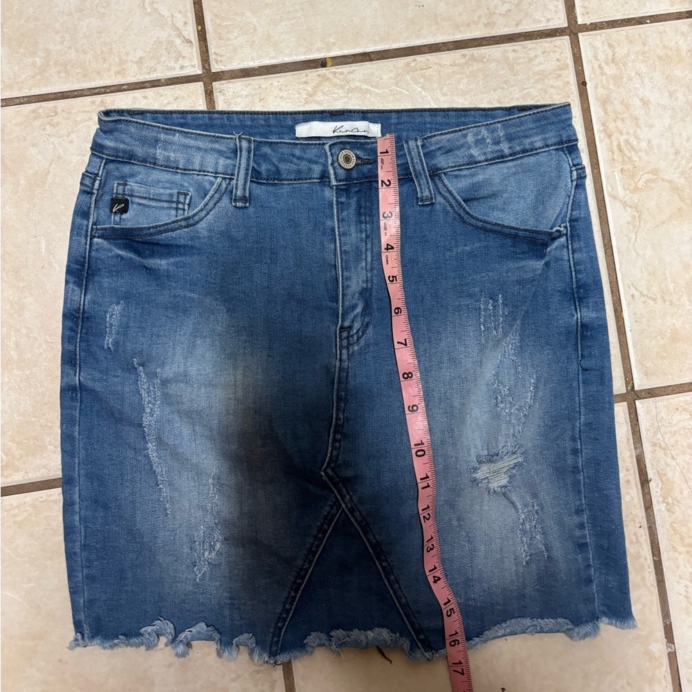 Kansan denim skirt size 7 27 waist semi distressed - Picture 6 of 6